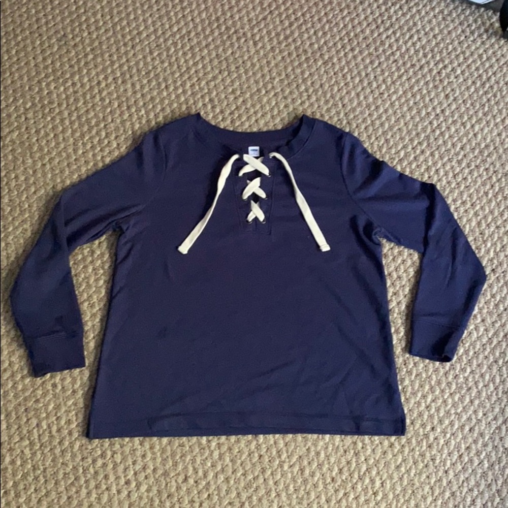navy drawstring crewneck